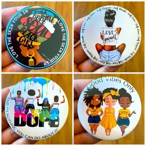 SJB Custom 4 Piece Bundle Round Button Pins Size 2.25”